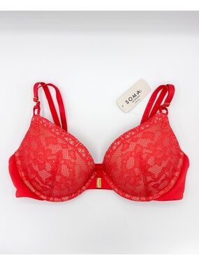 Soma Red Embraceable Enchanting Lace Front Close Push-Up Bra